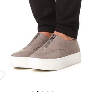 Vince Grey leather zip sneakers
